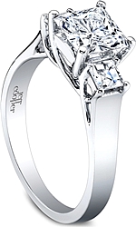 This image shows the setting with a 1.00ct princess cut center diamond. The setting can be ordered to accommodate any shape/size diamond listed in the setting details section below.