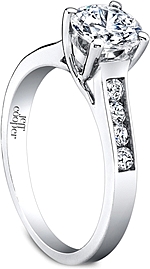 This image shows the setting with a 1.00ct round brilliant cut center diamond. The setting can be ordered to accommodate any shape/size diamond listed in the setting details section below.