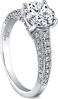 Jeff Cooper Triple Row Milgrain Diamond Engagement Ring