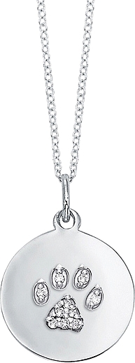 KC Designs 14k White Gold Diamond Disc Necklace w/ Paw Print