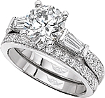 This image shows the setting with a 1.50ct round brilliant cut center diamond. The setting can be ordered to accommodate any shape/size diamond listed in the setting details section below. The matching wedding band is sold separately.