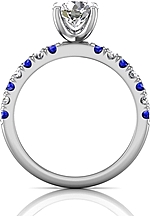 This image shows the setting with a 1.00ct round brilliant cut center diamond. The setting can be ordered to accommodate any shape/size diamond listed in the setting details section below.