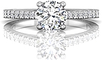 This image shows the setting with a 1.00ct round brilliant cut center diamond. The setting can be ordered to accommodate any shape/size diamond listed in the setting details section below.