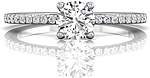 This image shows the setting with a 1.00ct round brilliant cut center diamond. The setting can be ordered to accommodate any shape/size diamond listed in the setting details section below.
