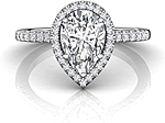 This image shows the setting with a 1.00ct round brilliant cut center diamond. The setting can be ordered to accommodate any shape/size diamond listed in the setting details section below.
