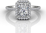This image shows the setting with a 1.00ct round brilliant cut center diamond. The setting can be ordered to accommodate any shape/size diamond listed in the setting details section below.

