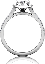 This image shows the setting with a 1.00ct marquise cut center diamond. The setting can be ordered to accommodate any shape/size diamond listed in the setting details section below.
