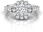 This image shows the setting with a 1.00ct round brilliant cut center diamond. The setting can be ordered to accommodate any shape/size diamond listed in the setting details section below.