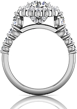 This image shows the setting with a 1.00ct round brilliant cut center diamond. The setting can be ordered to accommodate any shape/size diamond listed in the setting details section below.