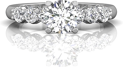 This image shows the setting with a 1.00ct round brilliant cut center diamond. The setting can be ordered to accommodate any shape/size diamond listed in the setting details section below.
