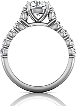 This image shows the setting with a 1.50ct round brilliant cut center diamond. The setting can be ordered to accommodate any shape/size diamond listed in the setting details section below.