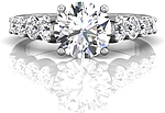 This image shows the setting with a 1.00ct round brilliant cut center diamond. The setting can be ordered to accommodate any shape/size diamond listed in the setting details section below.