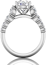 This image shows the setting with a 1.00ct round brilliant cut center diamond. The setting can be ordered to accommodate any shape/size diamond listed in the setting details section below.
