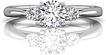 This image shows the setting with a 1.00ct round brilliant cut center diamond. The setting can be ordered to accommodate any shape/size diamond listed in the setting details section below.