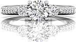 This image shows the setting with a 1.00ct round brilliant cut center diamond. The setting can be ordered to accommodate any shape/size diamond listed in the setting details section below.
