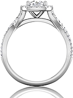 This image shows the setting with a 1.00ct round brilliant cut center diamond. The setting can be ordered to accommodate any shape/size diamond listed in the setting details section below.