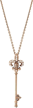 Maya J 14k Gold Fleur De Lis Diamond Key Necklace- 1.4"