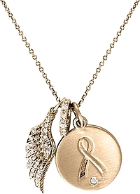 Maya J Layered Breast Cancer Charm Necklace
