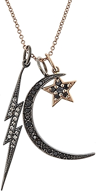Maya J Layered Diamond Lightening Bolt, Moon & Star Necklace