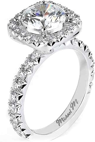 Michael M French Pave Halo Diamond Engagement Ring R607 1.5