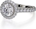 This image shows the setting with a 1.50ct round brilliant cut center diamond. The setting can be ordered to accommodate any shape/size diamond listed in the setting details section below.