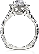 This image shows the setting with a 1.50ct round brilliant cut center diamond. The setting can be ordered to accommodate any shape/size diamond listed in the setting details section below.