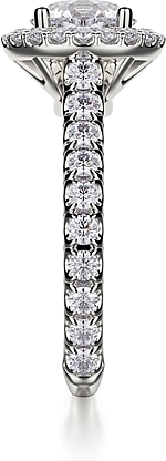 This image shows the setting with a 1.50ct round brilliant cut center diamond. The setting can be ordered to accommodate any shape/size diamond listed in the setting details section below.