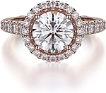 This image shows the setting with a 1.50ct round brilliant cut center diamond. The setting can be ordered to accommodate any shape/size diamond listed in the setting details section below.
