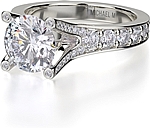 This image shows the setting with a 1.00ct round brilliant cut center diamond. The setting can be ordered to accommodate any shape/size diamond listed in the setting details section below.