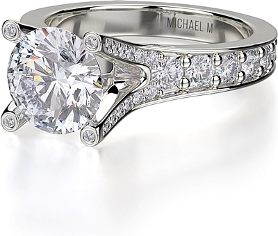 This image shows the setting with a 1.00ct round brilliant cut center diamond. The setting can be ordered to accommodate any shape/size diamond listed in the setting details section below.