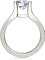 This image shows the setting with a 1.00ct round brilliant cut center diamond. The setting can be ordered to accommodate any shape/size diamond listed in the setting details section below.