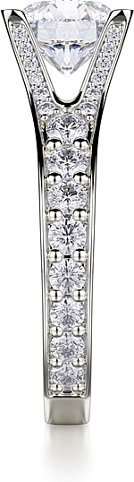 This image shows the setting with a 1.00ct round brilliant cut center diamond. The setting can be ordered to accommodate any shape/size diamond listed in the setting details section below.