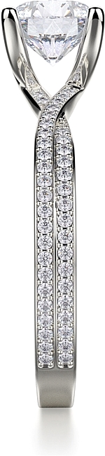 This image shows the setting with a 1.00ct round brilliant cut center diamond. The setting can be ordered to accommodate any shape/size diamond listed in the setting details section below.