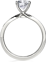 This image shows the setting with a 1.00ct round brilliant cut center diamond. The setting can be ordered to accommodate any shape/size diamond listed in the setting details section below.