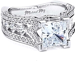This image shows the setting with a 1.00ct princess cut center diamond. The setting can be ordered to accommodate any shape/size diamond listed in the setting details section below.
