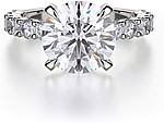 This image shows the setting with a 3.00ct round brilliant cut cut center diamond. The setting can be ordered to accommodate any shape/size diamond listed in the setting details section below.