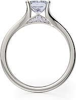 This image shows the setting with a 1.00ct princess cut center diamond. The setting can be ordered to accommodate any shape/size diamond listed in the setting details section below.