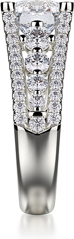 This image shows the setting with a 2.00ct round brilliant cut center diamond. The setting can be ordered to accommodate any shape/size diamond listed in the setting details section below.