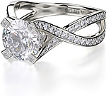 This image shows the setting with a 1.00ct round brilliant cut center diamond. The setting can be ordered to accommodate any shape/size diamond listed in the setting details section below.
