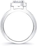 This image shows the setting with a 1.25ct princess cut center diamond. The setting can be ordered to accommodate any shape/size diamond listed in the setting details section below.