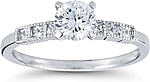 This image shows the setting with a 1.00ct round brilliant cut center diamond. The setting can be ordered to accommodate any shape/size diamond listed in the setting details section below.
