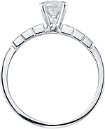 This image shows the setting with a 1.00ct round brilliant cut center diamond. The setting can be ordered to accommodate any shape/size diamond listed in the setting details section below.