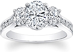 This image shows the setting with a 1.00ct oval cut center diamond. The setting can be ordered to accommodate any shape/size diamond listed in the setting details section below.
