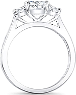 This image shows the setting with a 1.00ct oval cut center diamond. The setting can be ordered to accommodate any shape/size diamond listed in the setting details section below.
