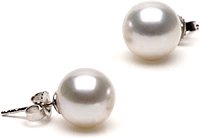 Pair of 9.0-10.0mm AAA White South Sea Pearl Stud Earrings