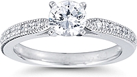 Pave Cathedral Diamond Engagement Ring w/ Milgrain