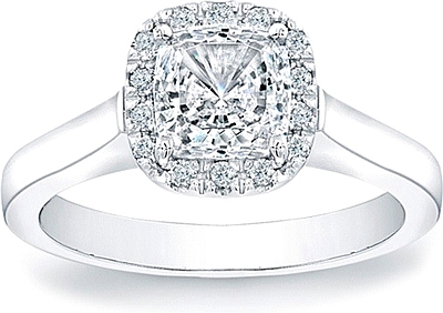 This image shows the setting with a 1.00ct cushion cut center diamond. The setting can be ordered to accommodate any shape/size diamond listed in the setting details section below.