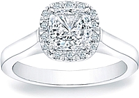 Pave Cushion Halo Engagement Ring