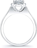 This image shows the setting with a 1.00ct cushion cut center diamond. The setting can be ordered to accommodate any shape/size diamond listed in the setting details section below.