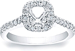 This image shows the setting made to fit a 1.00ct cushion cut diamond. The setting can be ordered to accommodate any shape/size diamond listed in the setting details section below.
